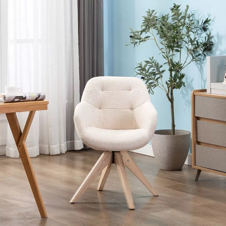 Upholstered Swivel Dining Armchair Kinwell thumbnail 2