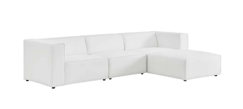 Modway Mingle Vegan Leather Ottoman in White thumbnail 2