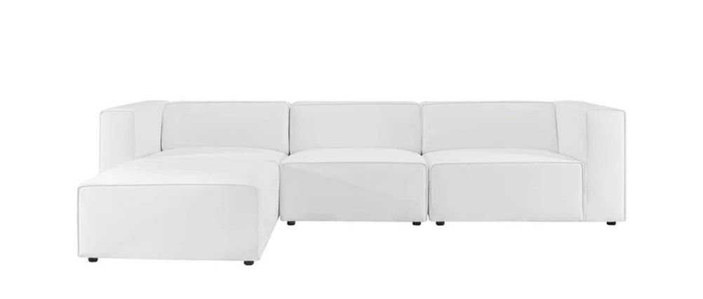 Modway Mingle Vegan Leather Ottoman in White thumbnail 3