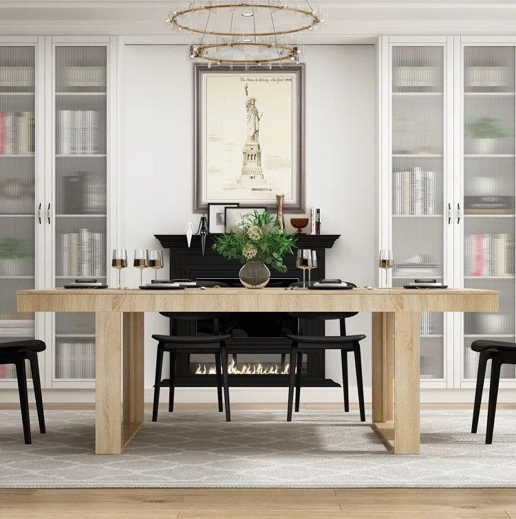 Rectangular Wood Grain Dining Table thumbnail 2