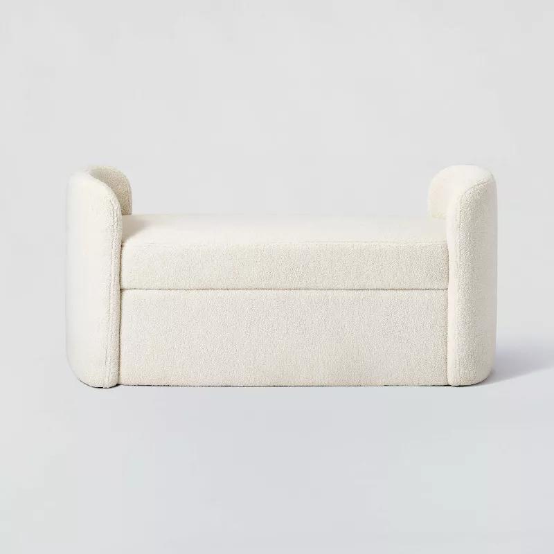 Springdell Rounded Faux Sherling Bench Cream thumbnail 2