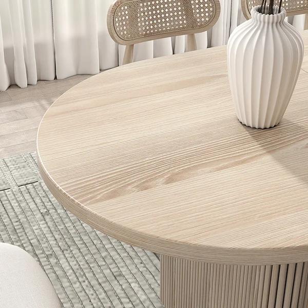 Japandi Oval Extendable Whitewash Dining Table thumbnail 4
