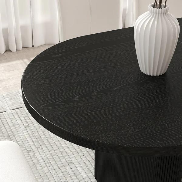 Japandi Oval Extendable Black Dining Table thumbnail 3