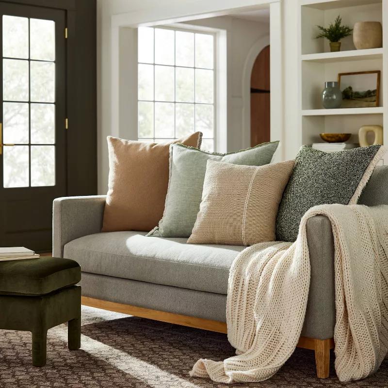 Oversized Reversible Linen Square Throw Pillow-24"x24" thumbnail 2