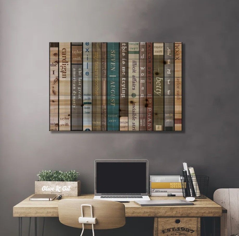 Taylor Swift Folklore As Books On Canvas by Jordan Bolton Print thumbnail 2