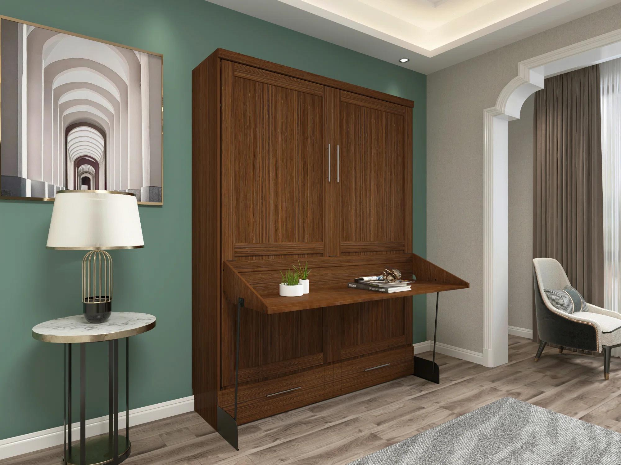 Korte Queen Solid Wood Murphy Desk Bed thumbnail 2