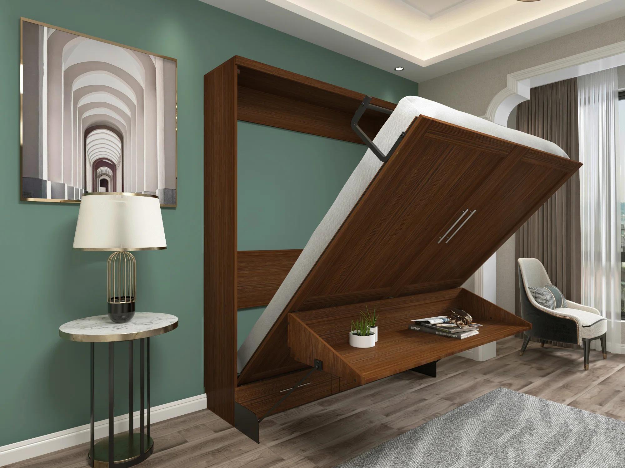 Korte Queen Solid Wood Murphy Desk Bed thumbnail 4