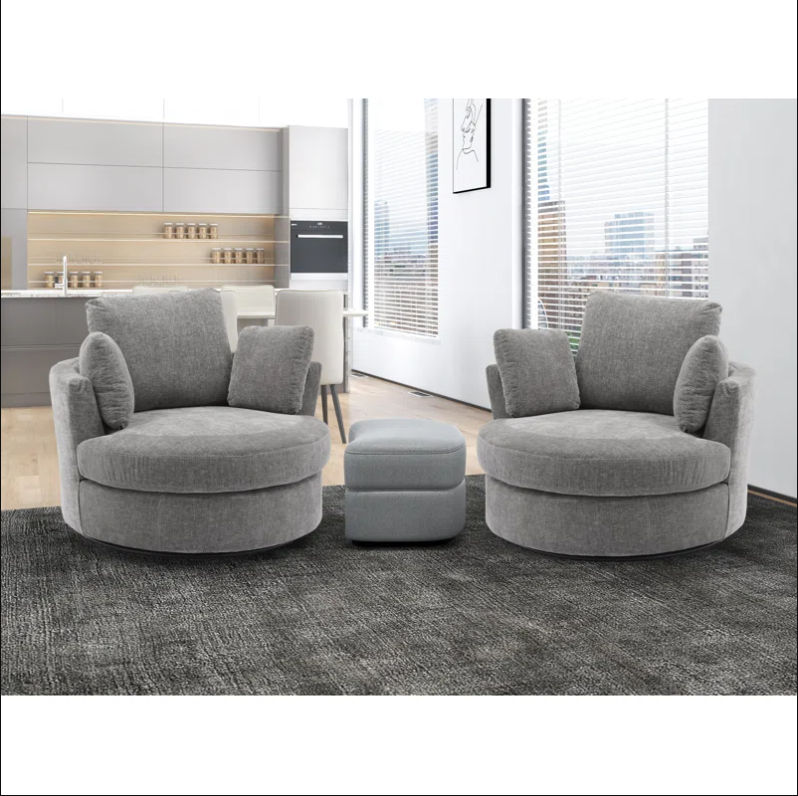 Latitude Run Upholstered Swivel Barrel Chair thumbnail 2