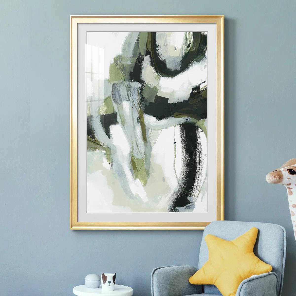 Green Onyx I Framed On Paper Painting-42.5"x30.5" thumbnail 2