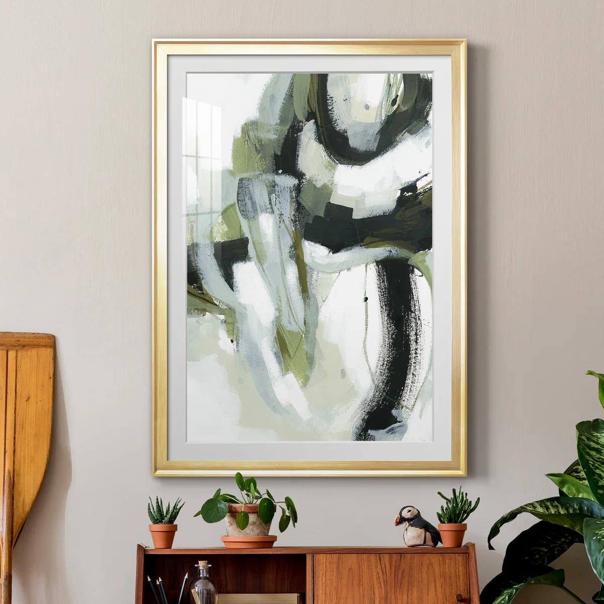 Green Onyx I Framed On Paper Painting-42.5"x30.5" thumbnail 3