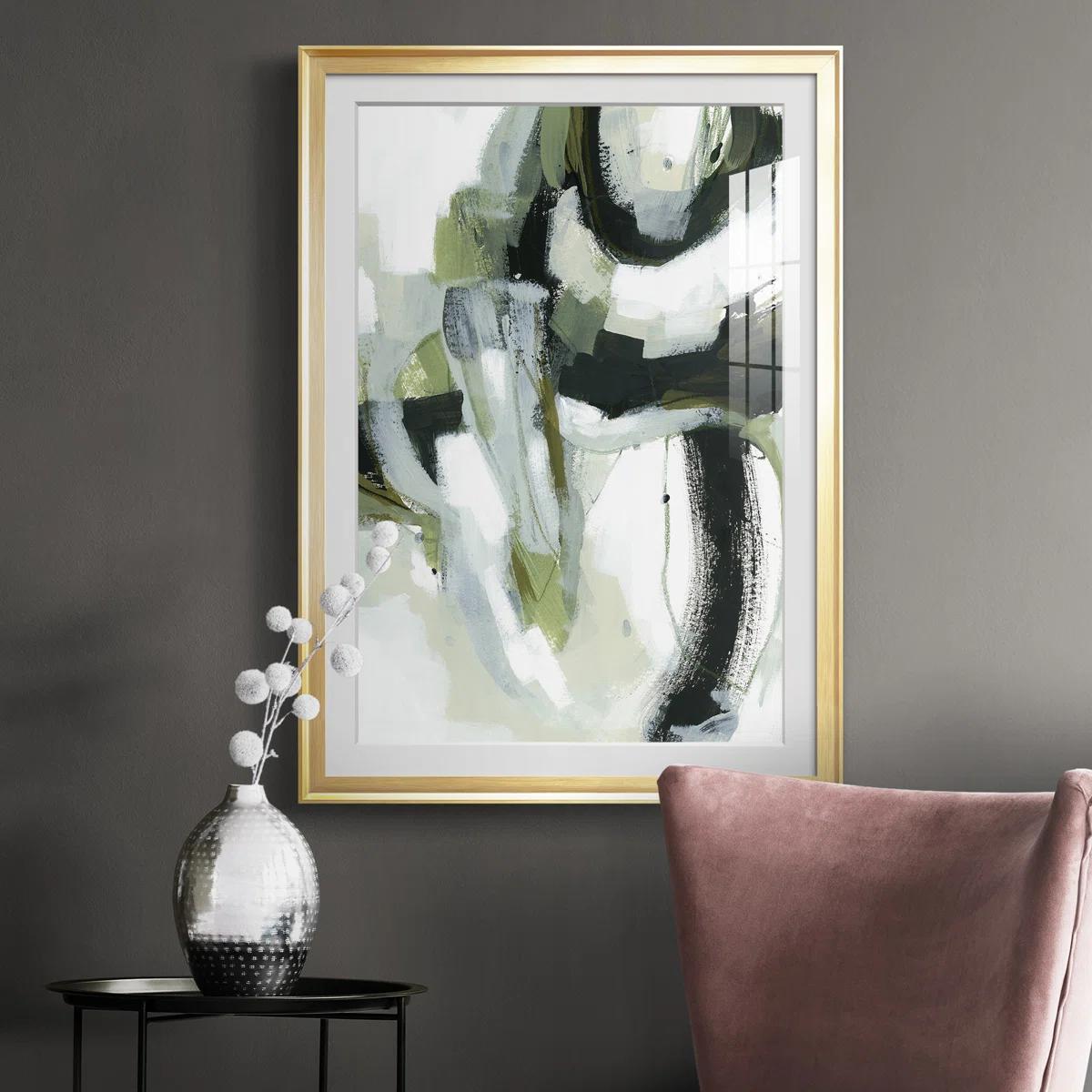 Green Onyx I Framed On Paper Painting-42.5"x30.5" thumbnail 5
