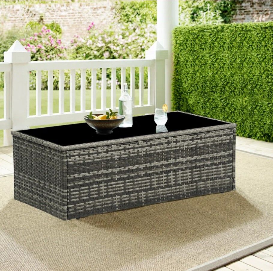 Mertztown Glass Outdoor Coffee Table thumbnail 2