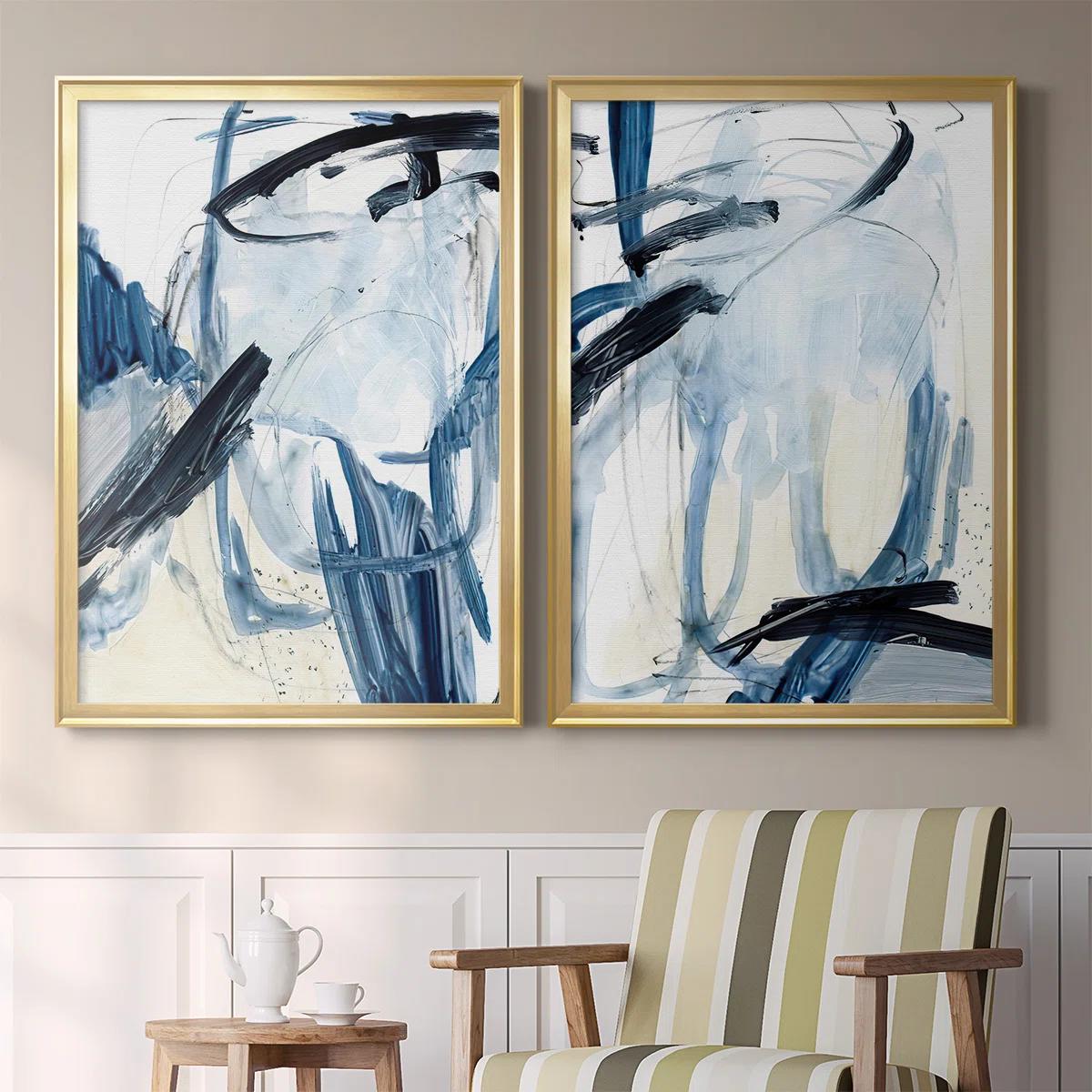 Indigo Swash I Framed On Canvas Painting 2 thumbnail 2
