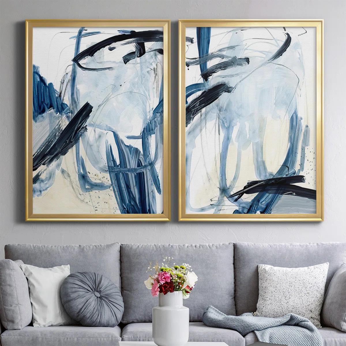 Indigo Swash I Framed On Canvas Painting 2 thumbnail 3