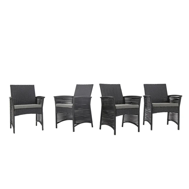Sebastia Wicker Outdoor Dining Armchair with Cushion thumbnail 2