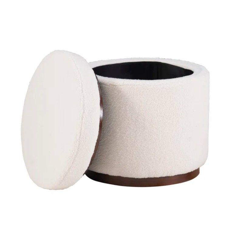 Thurleigh Round Sherpa Ottoman with Storage thumbnail 4