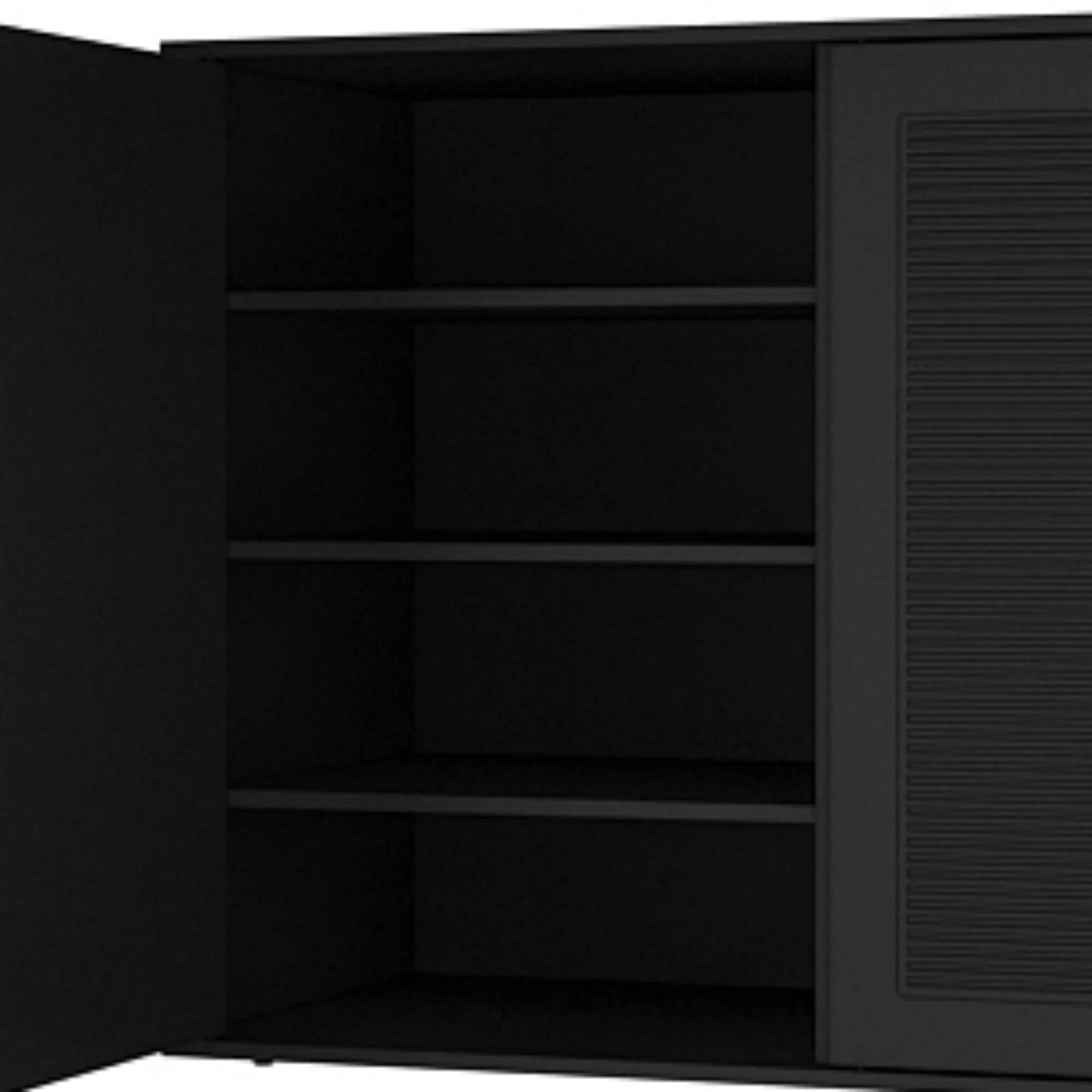Black Three Door Cat Litter Box Enclosure With 4 Shelves thumbnail 6