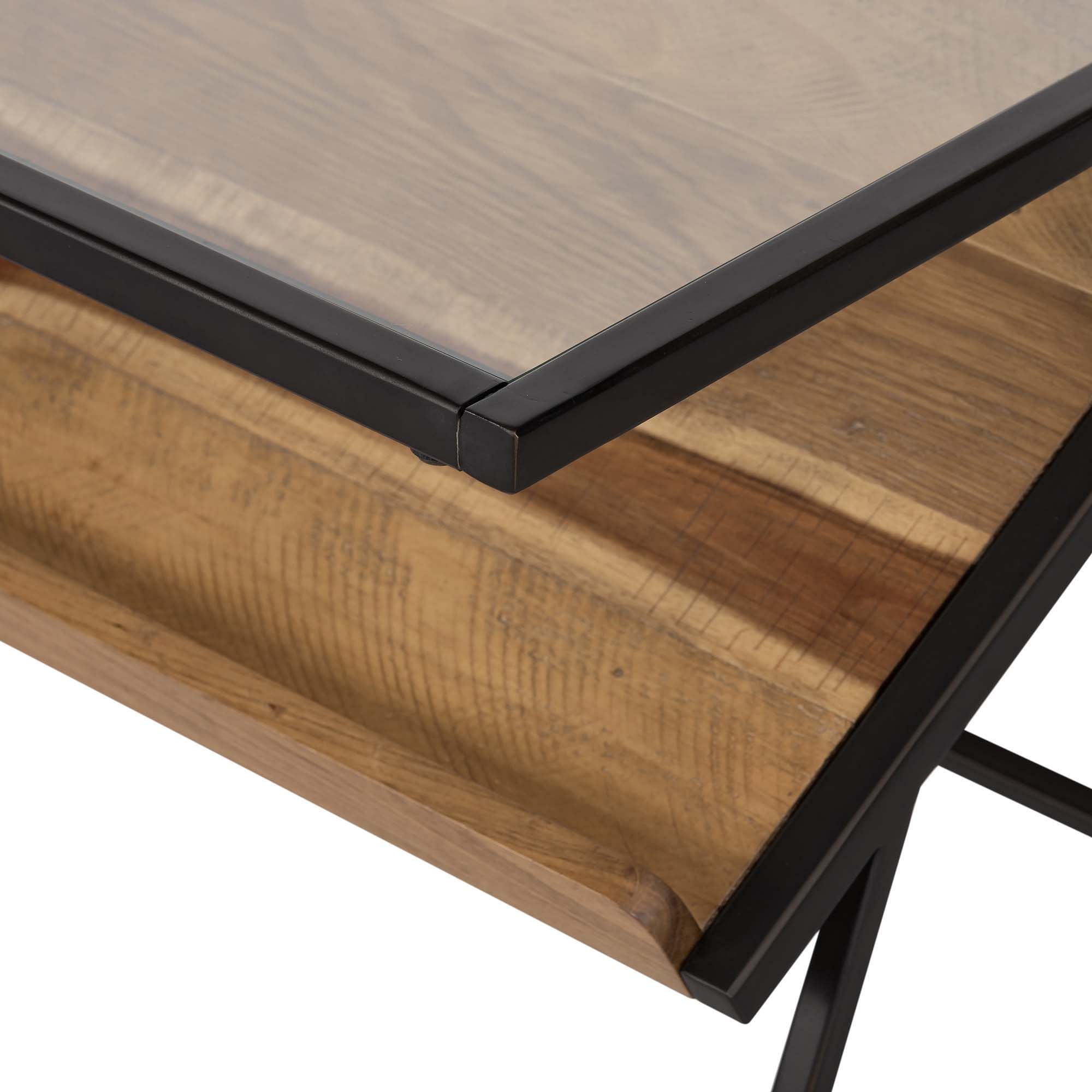 Mixed Wood and Glass Side Table thumbnail 5