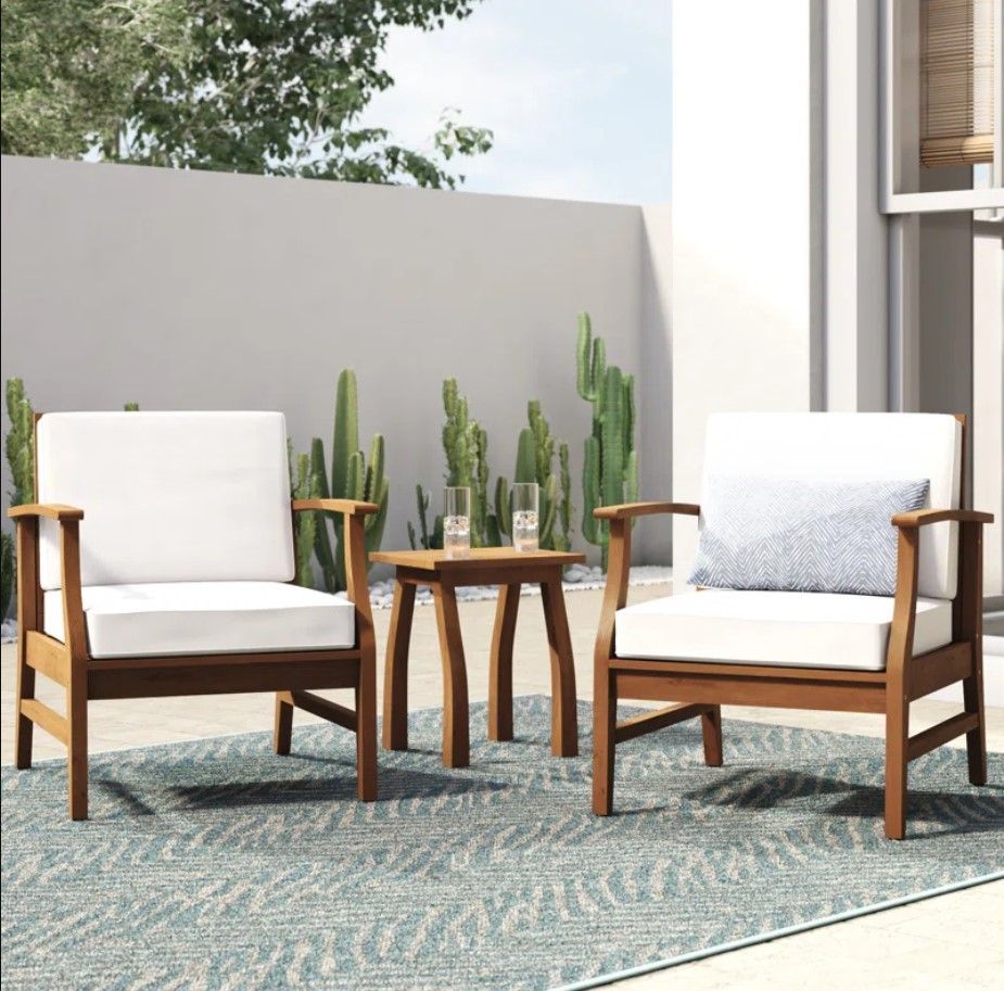 Bevelyn 2 Person Outdoor Seating Group Table thumbnail 3