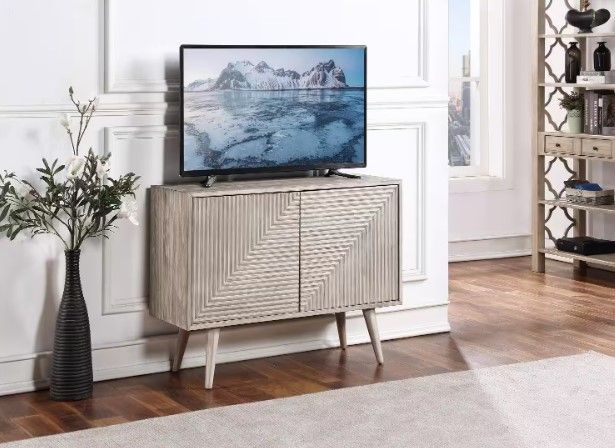 White Washed and Tan 2 Door Cabinet thumbnail 2