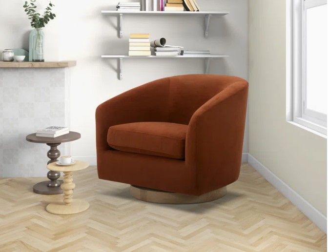 Bennett Upholstered Swivel Barrel Chair thumbnail 2