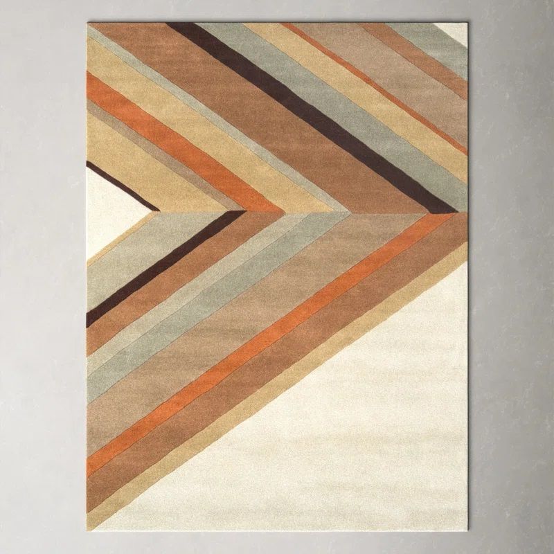 Hand Tufted Wool Brown Beige Rug 9'x12' thumbnail 2