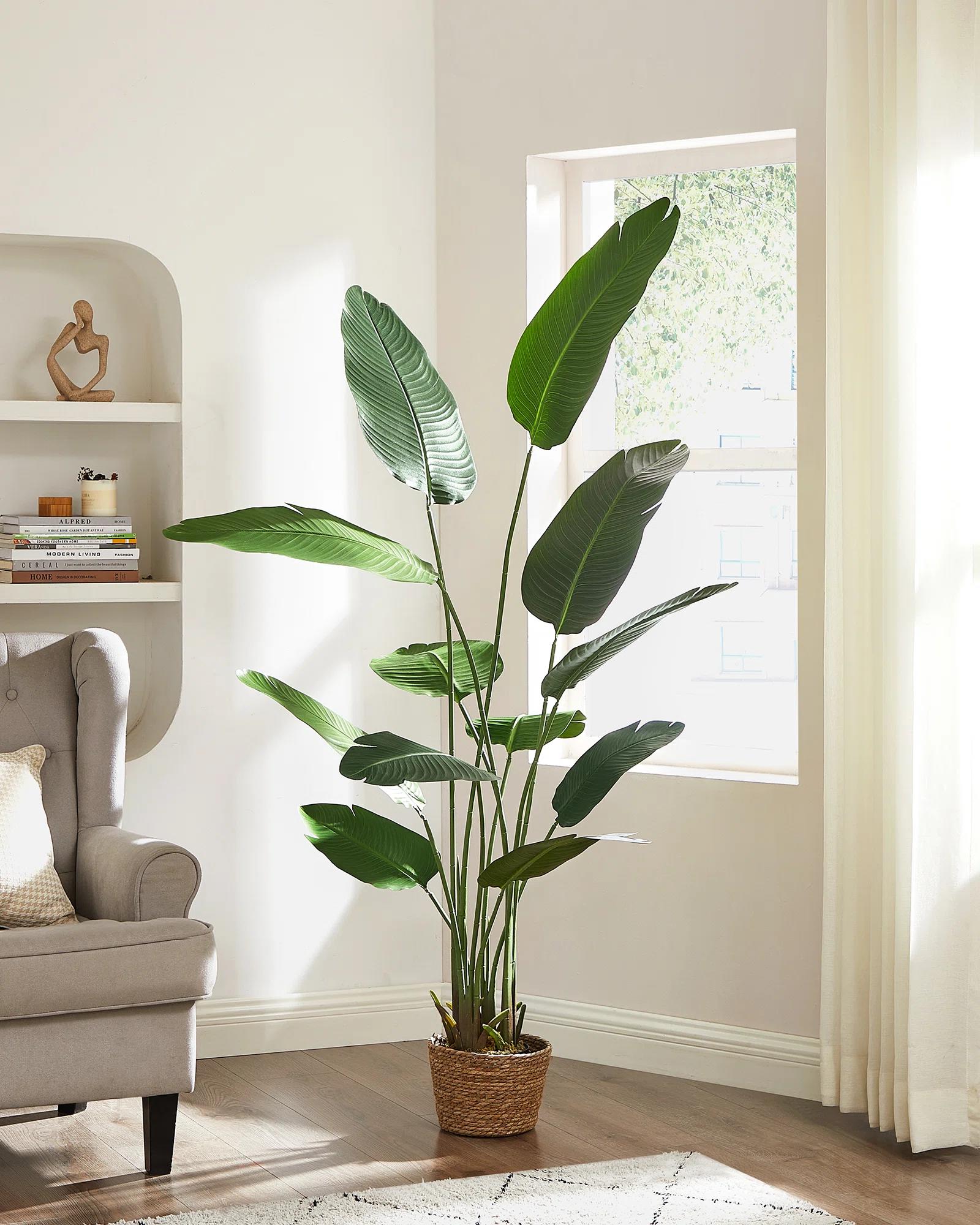 Faux Banana Leaf Tree with Planter Basket thumbnail 2