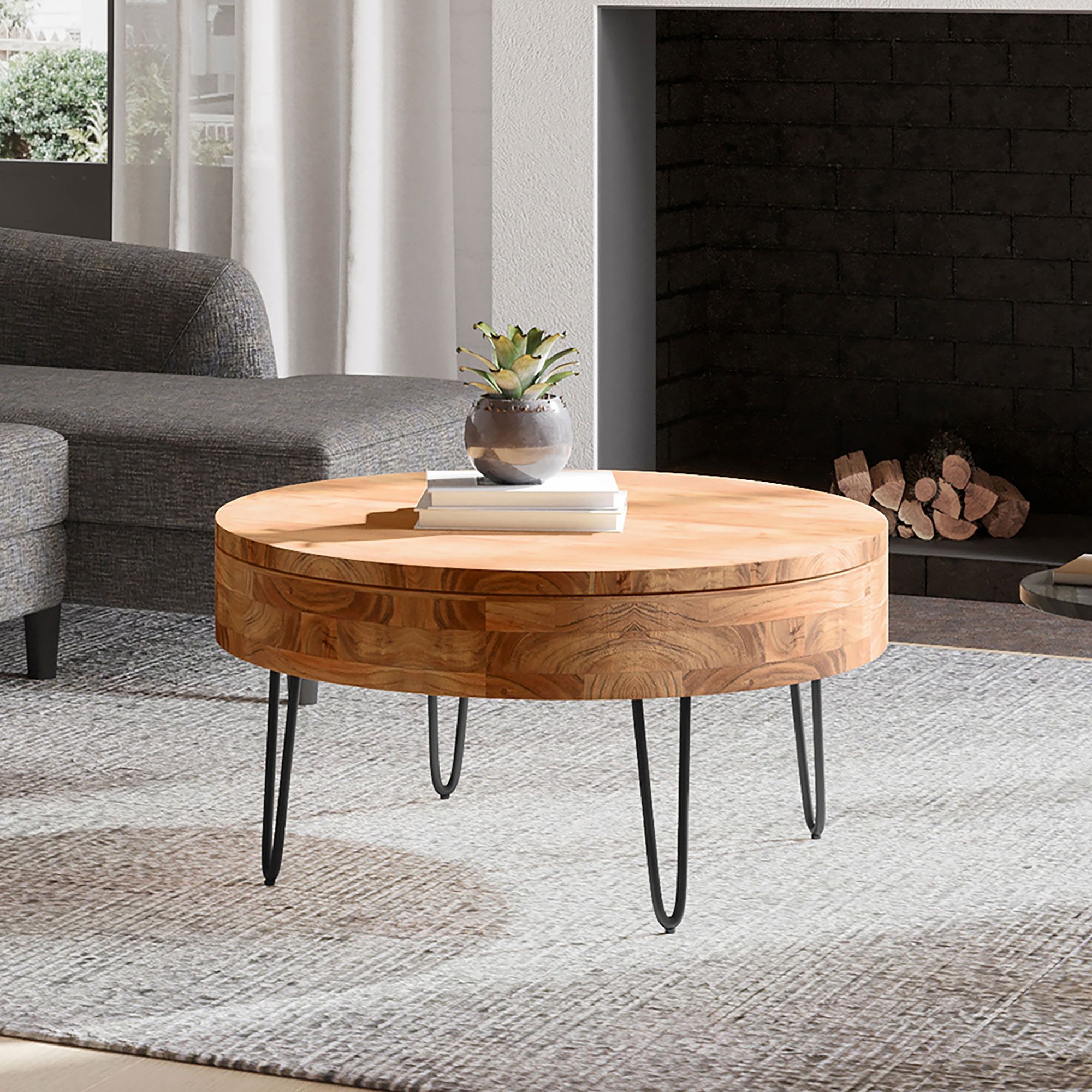 Bowed Legs Round Storage Coffee Table thumbnail 2