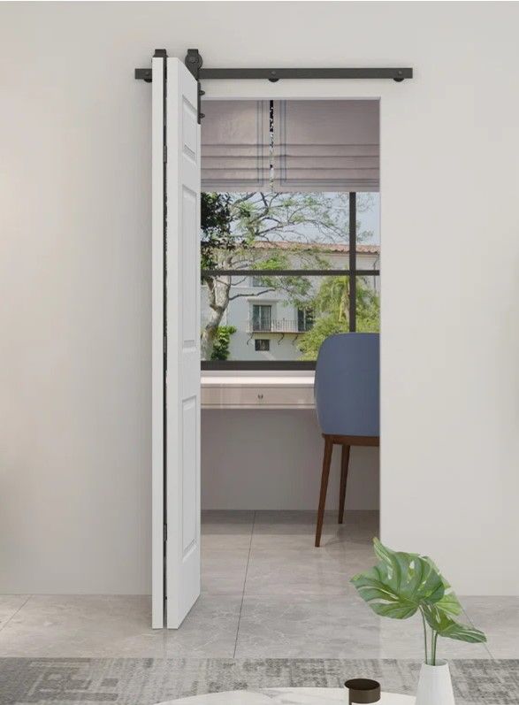 Paneled MDF Composite Bifold Barn Door with Installation Hardware Kit thumbnail 2