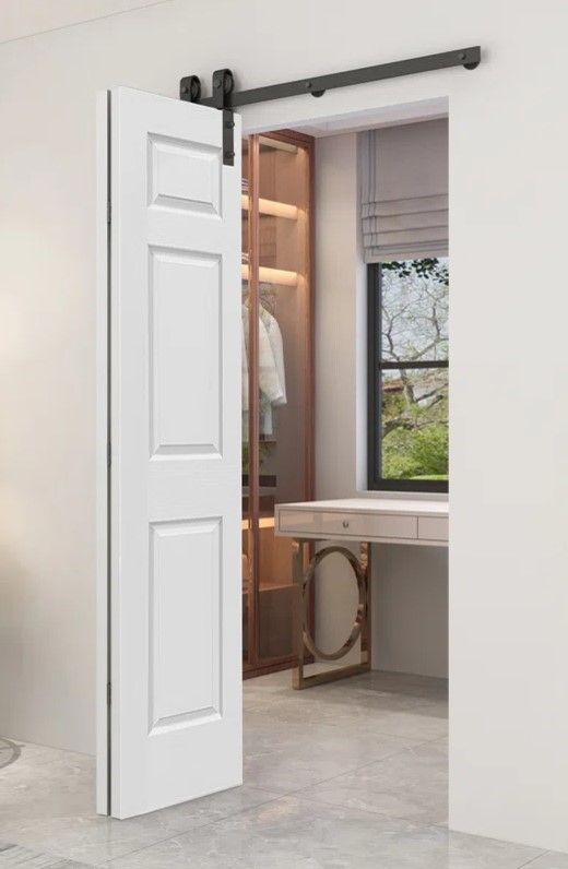 Paneled MDF Composite Bifold Barn Door with Installation Hardware Kit thumbnail 3