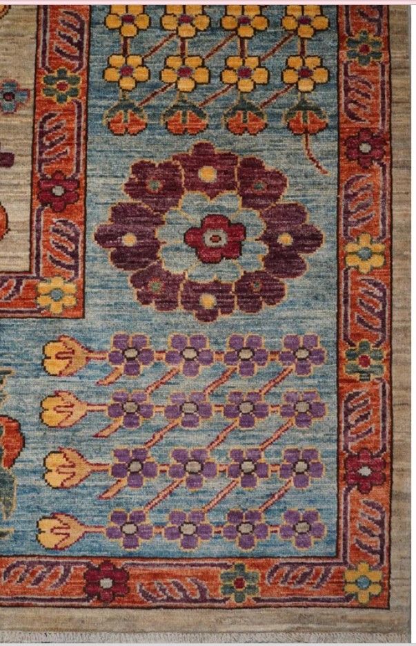 Sauj Balaugh One of a-Kind New Age Area Rug in Brown Taupe Aqua thumbnail 4