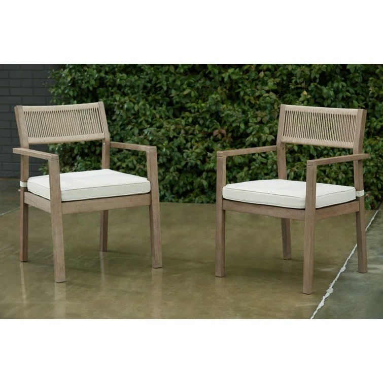 Eucalyptus Outdoor Stackable Dining Armchair Set of 2 thumbnail 2