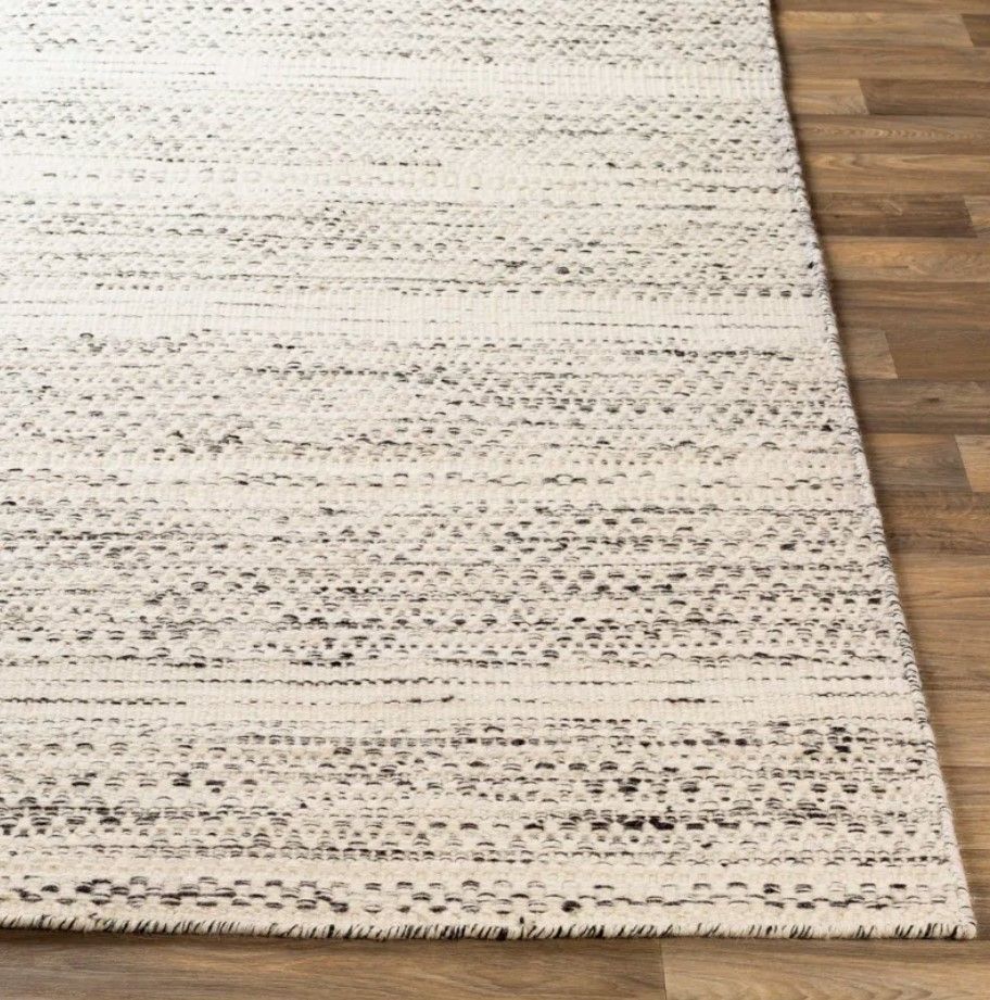 Sylvie Chevron Handmade Flatweave Wool Cream Black Area Rug thumbnail 4