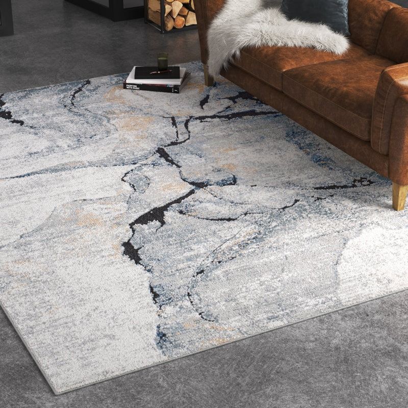 Steve Abstract Gray Area Rug 7x10 thumbnail 2
