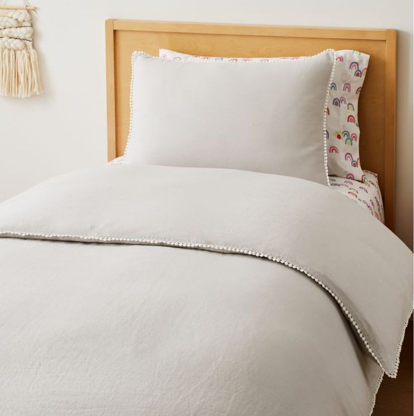 European Flax Linen Pom Pom Kids Duvet Cover thumbnail 2