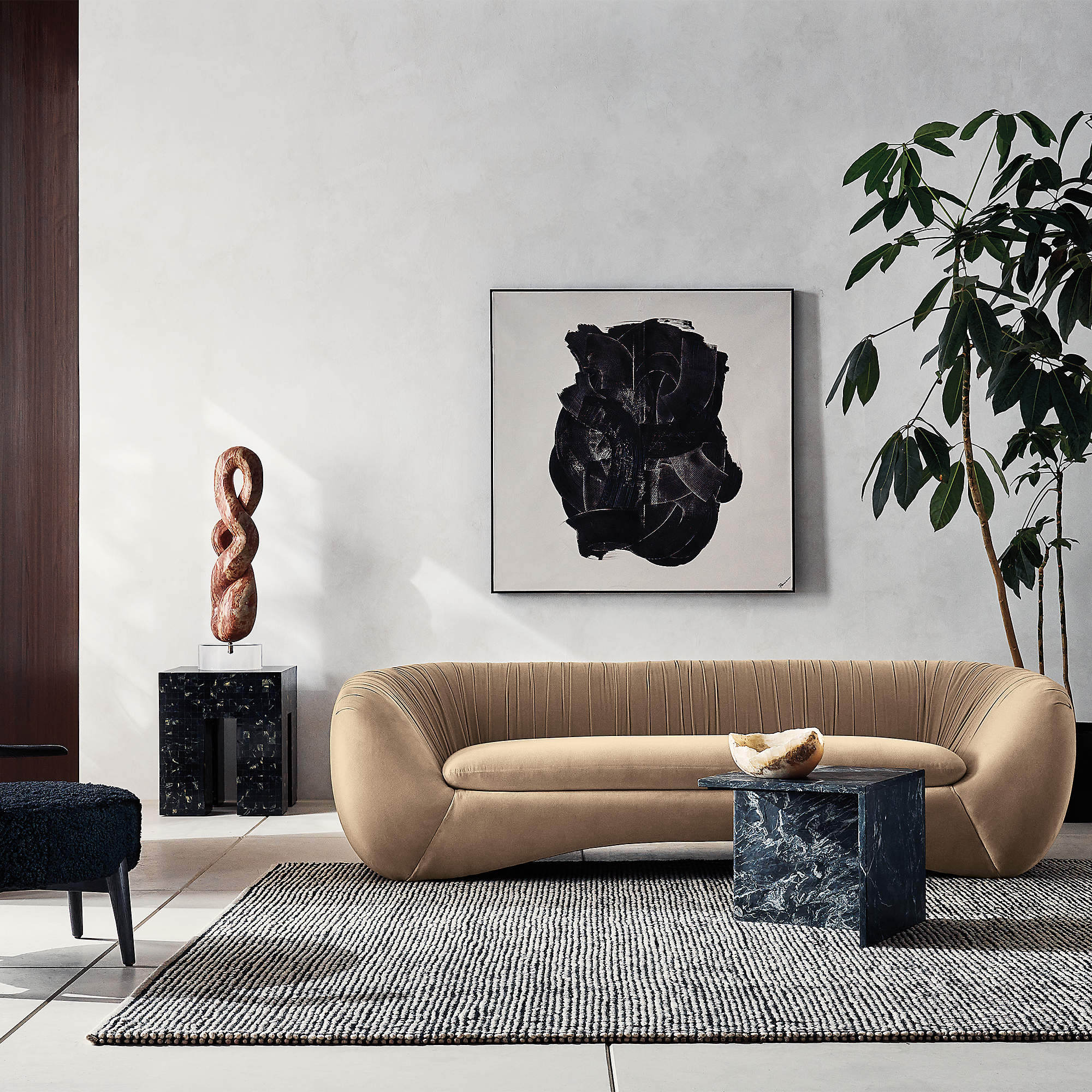 Cecil Cream Velvet Sofa thumbnail 2