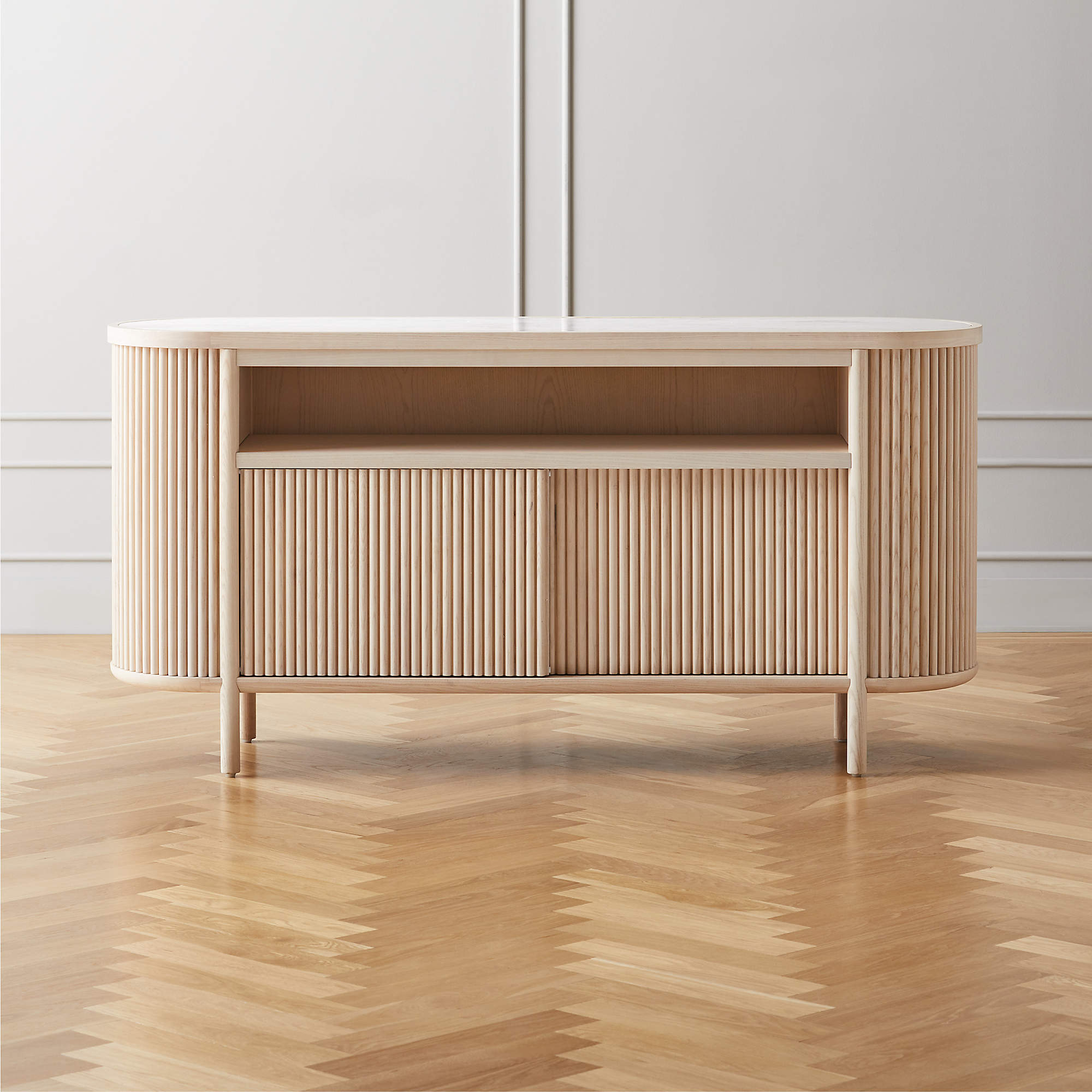 Cypress White washed Wood Credenza thumbnail 2
