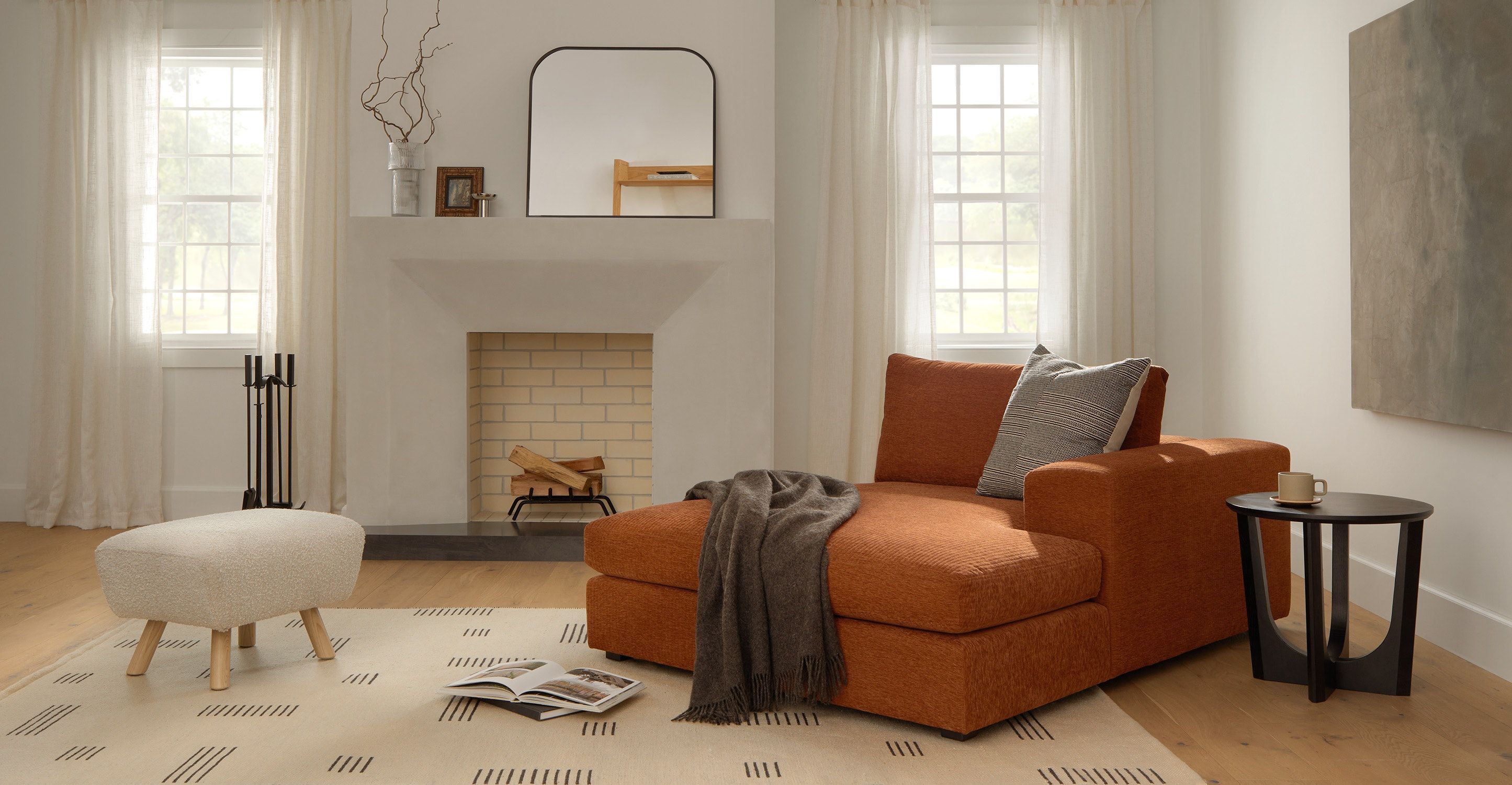 Beta Rowan Orange Right Chaise thumbnail 2