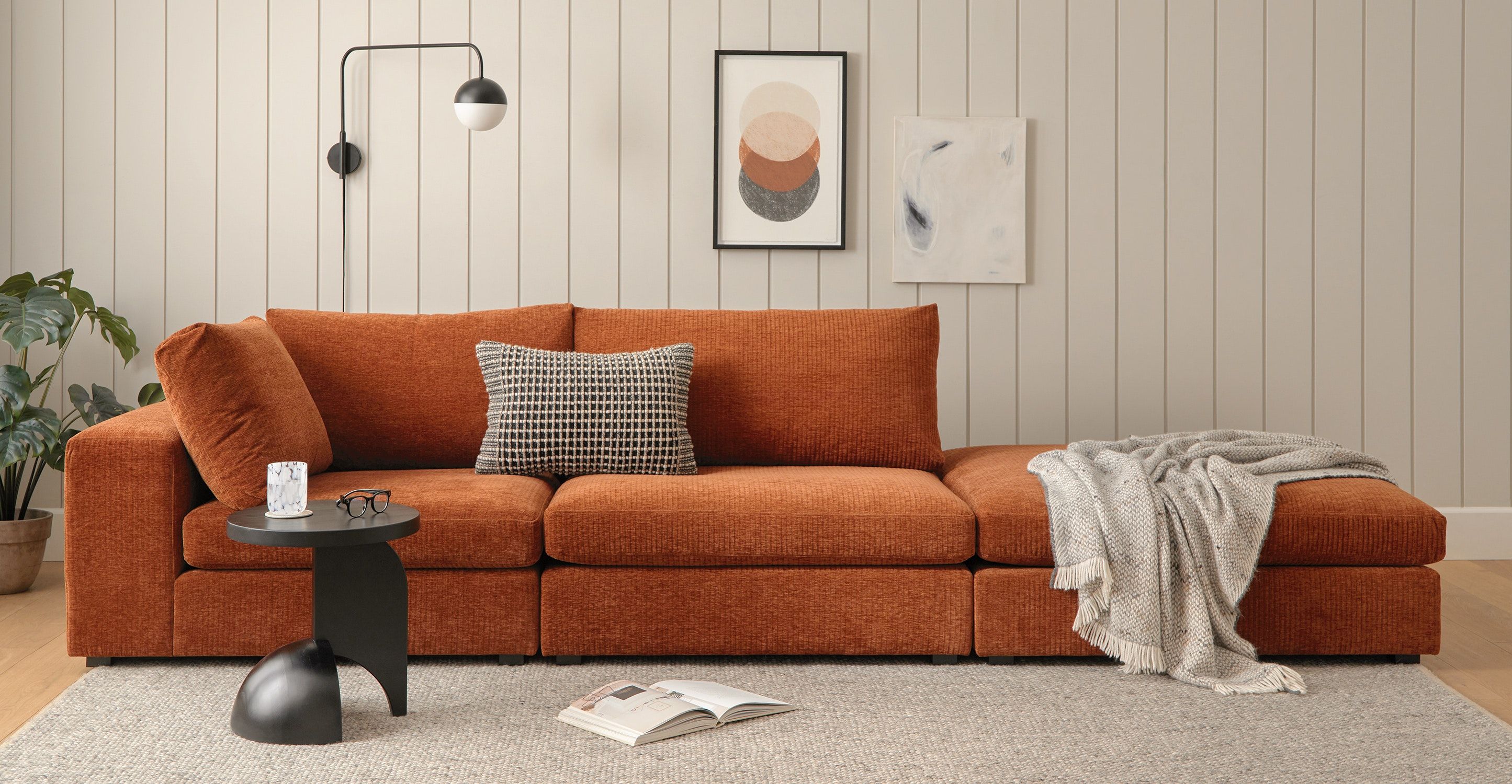 Beta Rowan Orange Ottoman thumbnail 2