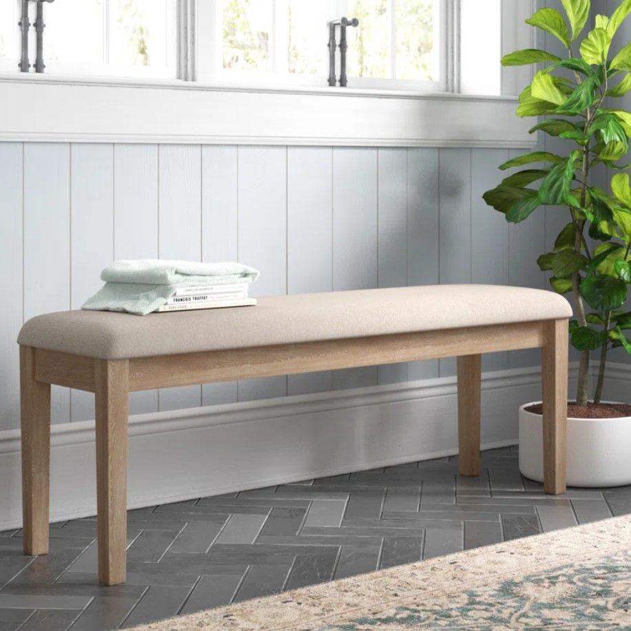 Whipkey Solid Wood Upholstered Dining or Entryway Bench thumbnail 2