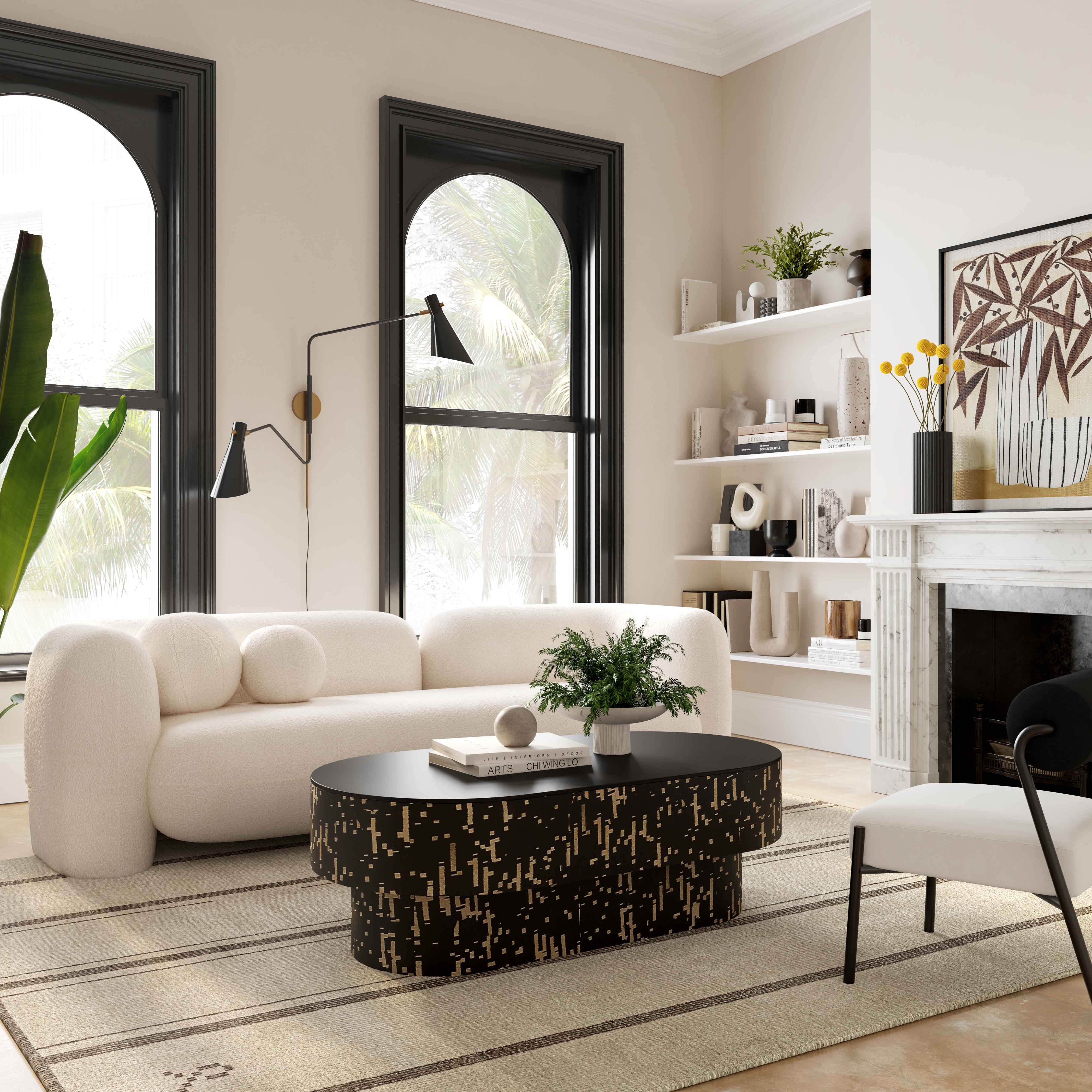 Melina Creme Faux Fur Sofa thumbnail 2
