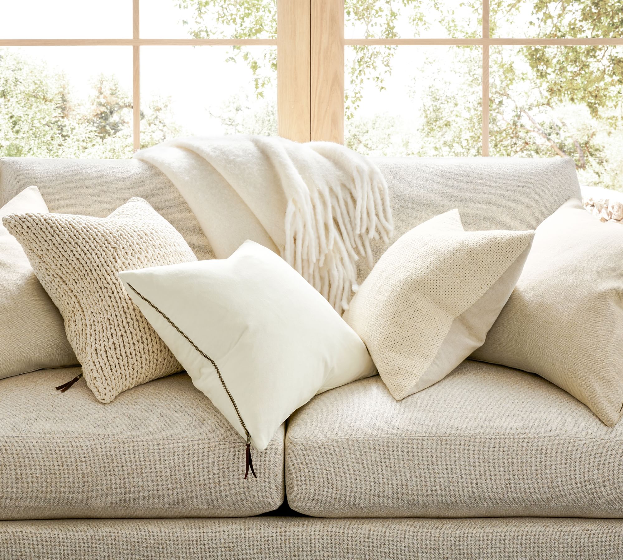 Belgian Linen Pillow Bone No insert 24" x 24" thumbnail 3