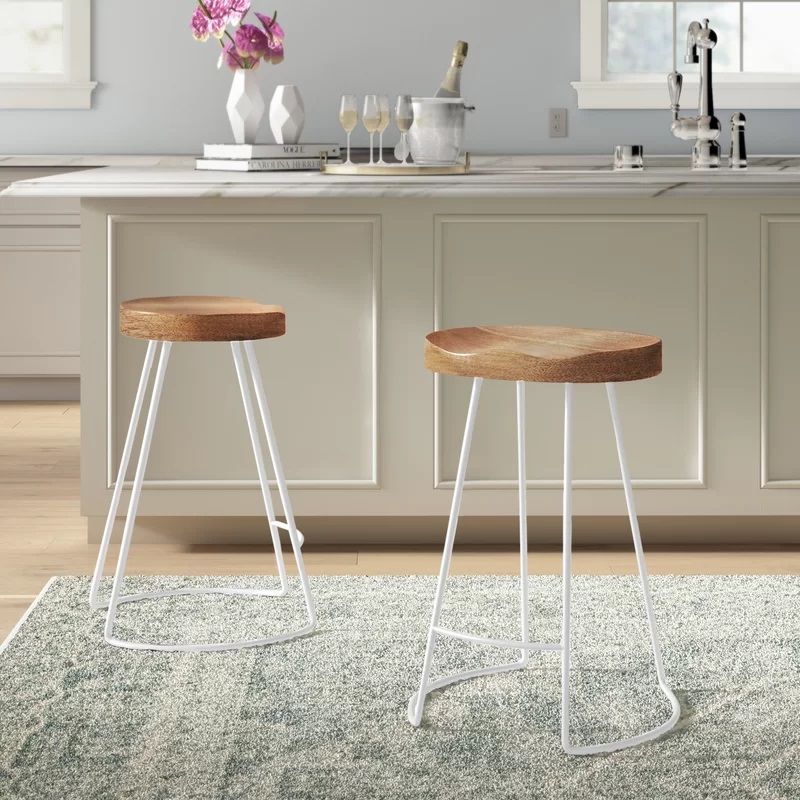 Penelope Solid Wood Bar and Counter Stool Set of 2 thumbnail 2