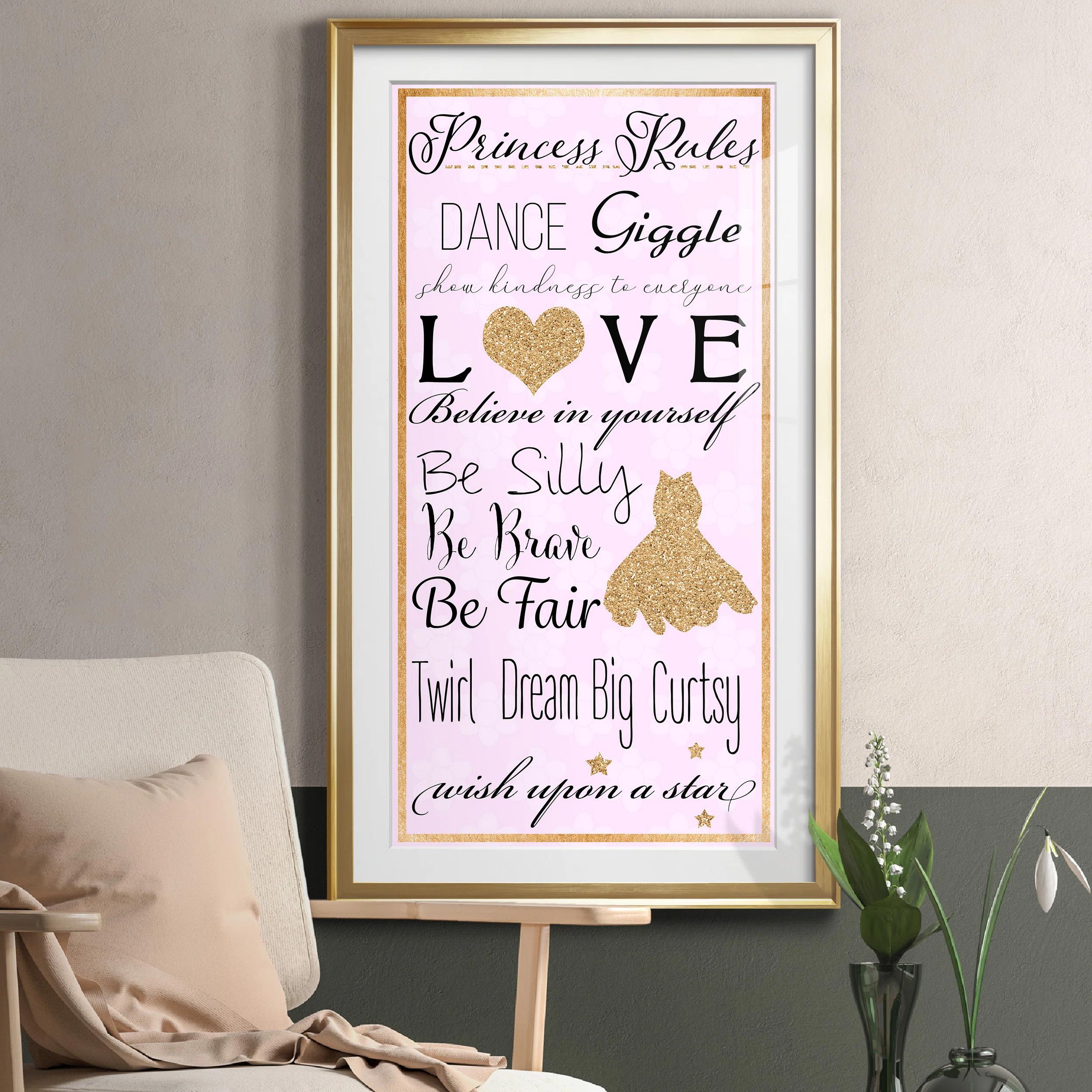 Princess Rules Framed On Paper Textual Art thumbnail 2