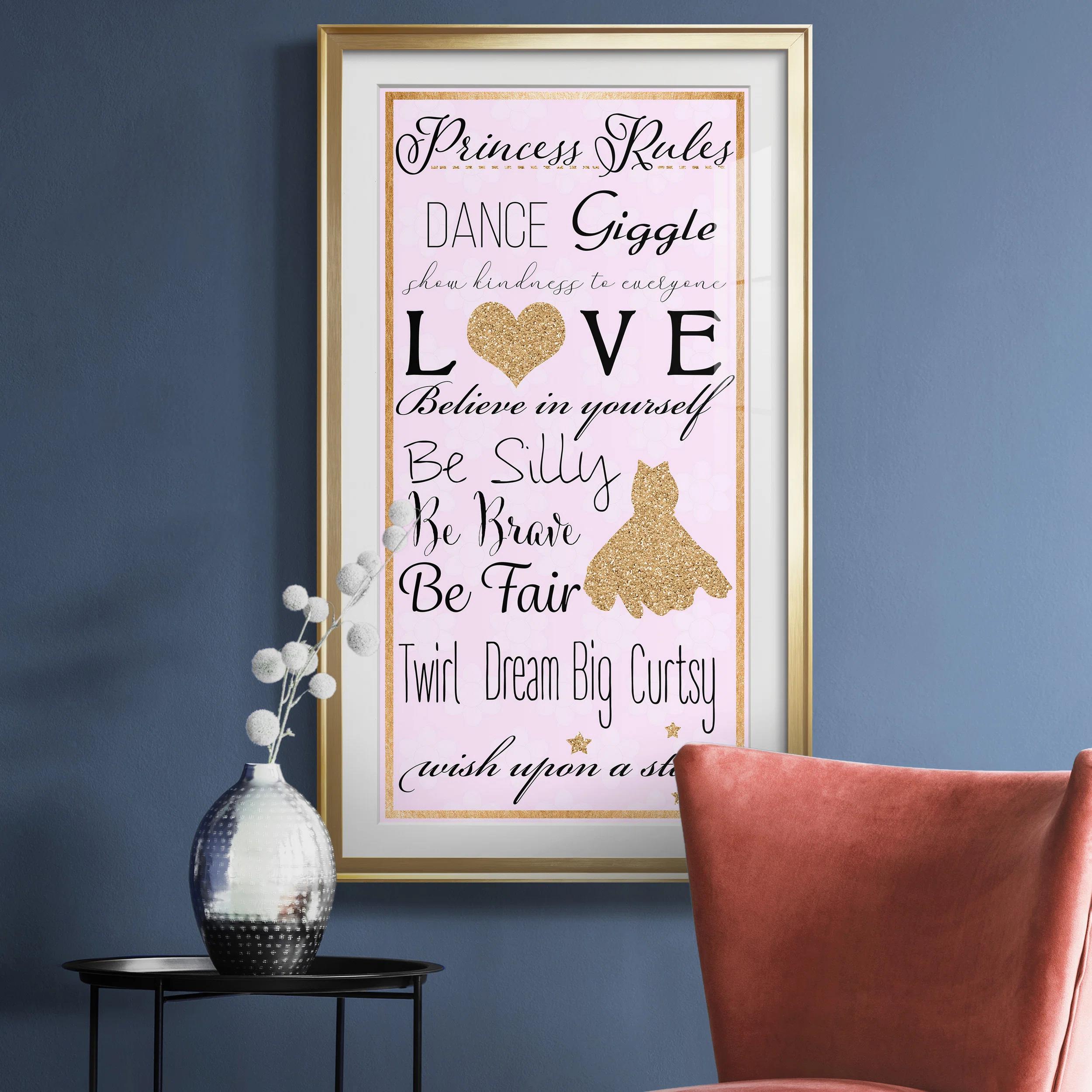 Princess Rules Framed On Paper Textual Art thumbnail 3