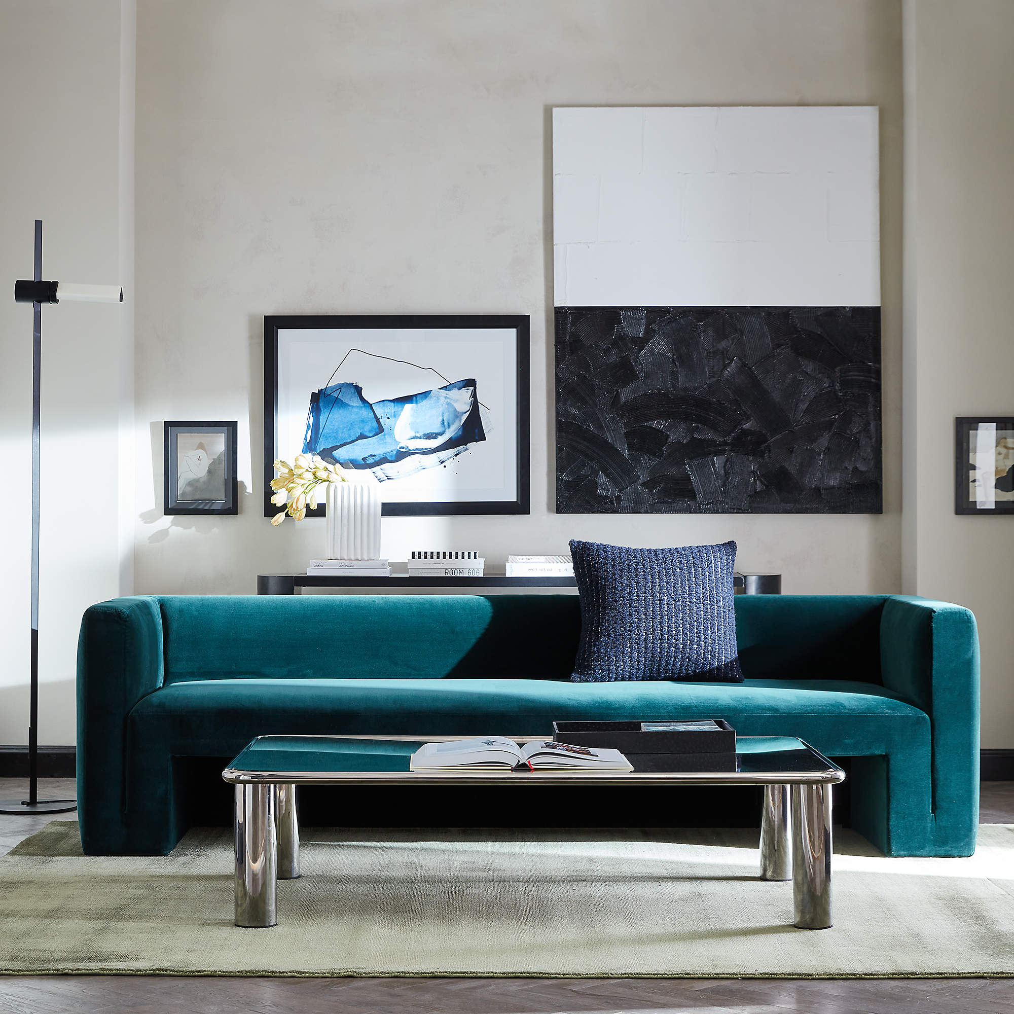 Matra Deep Teal Velvet Sofa thumbnail 2