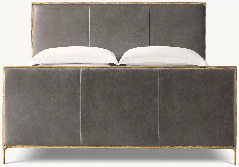 Thaddeus Leather Panel Bed with Footboard-King thumbnail 2