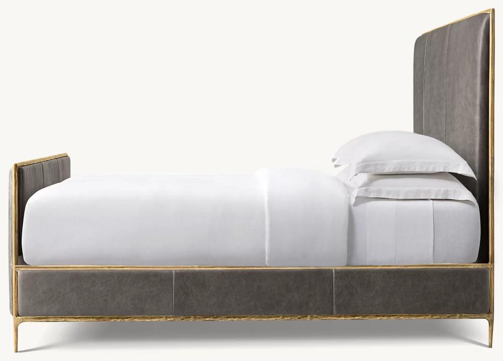 Thaddeus Leather Panel Bed with Footboard-King thumbnail 3