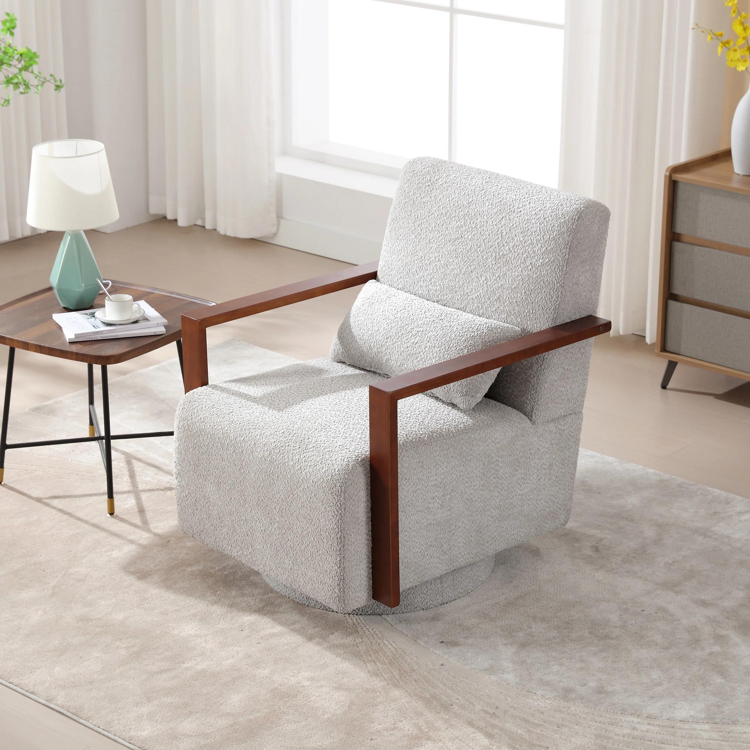 Ynes Upholstered Swivel Armchair thumbnail 2
