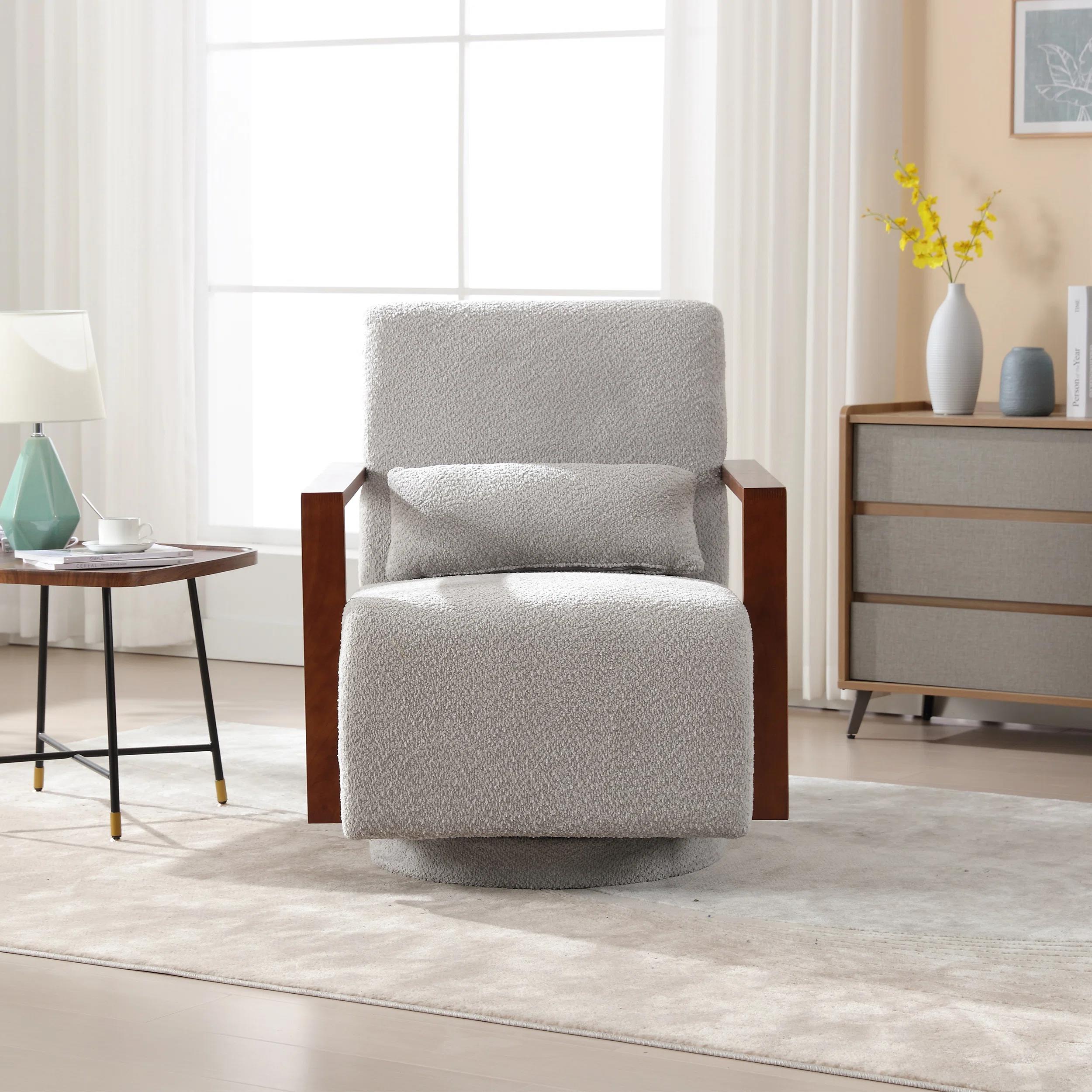 Ynes Upholstered Swivel Armchair thumbnail 3